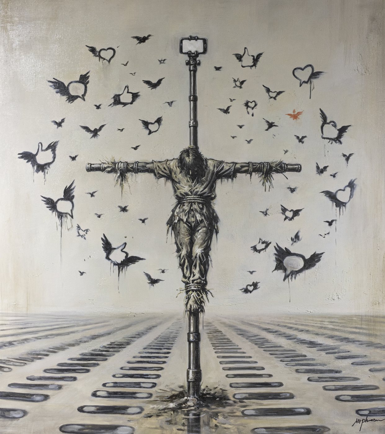 The Like Farm, Mixed media on canvas, 80 × 70 cm