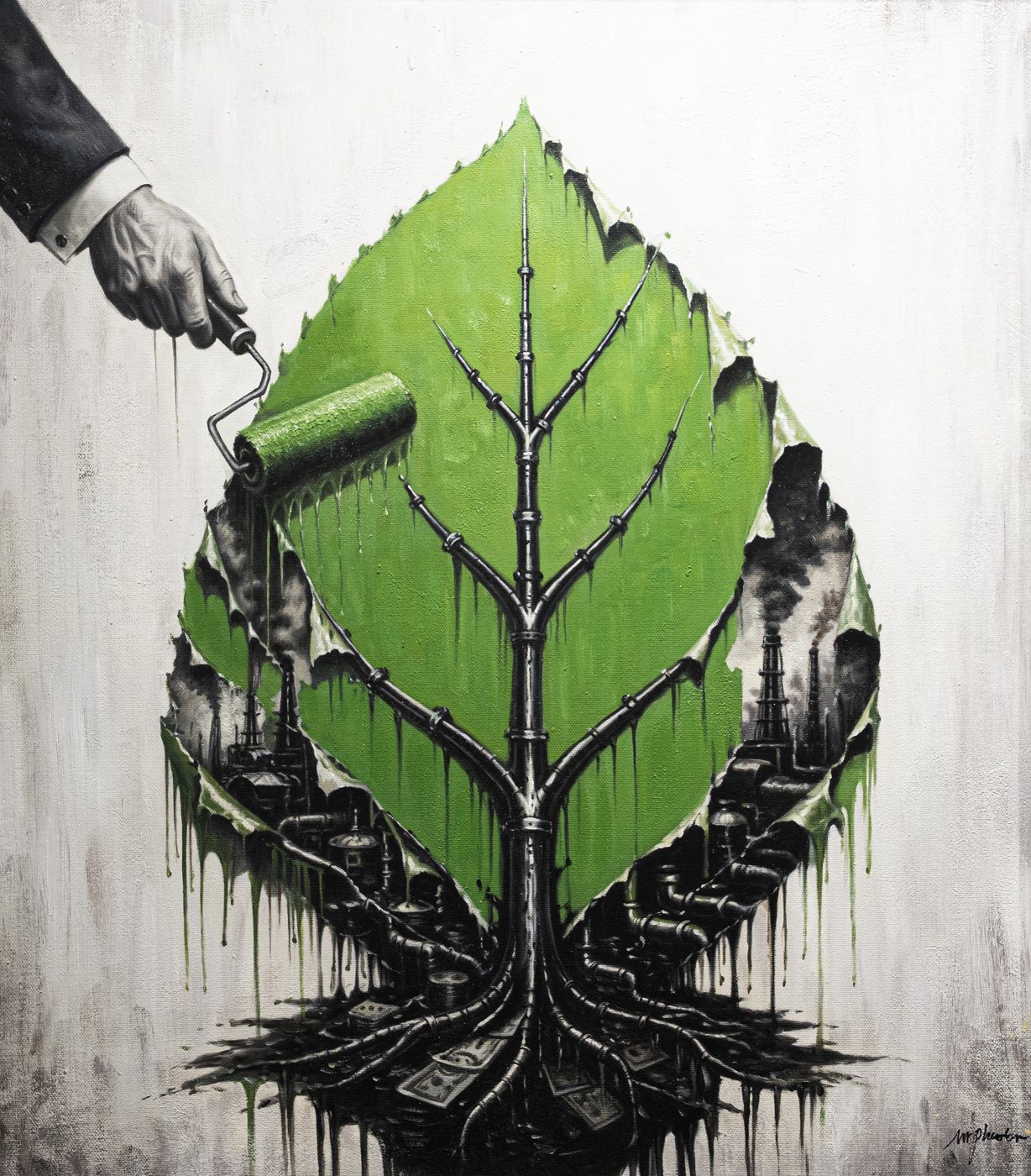 Carbon Neutral, Mixed media on canvas, 80 × 70 cm