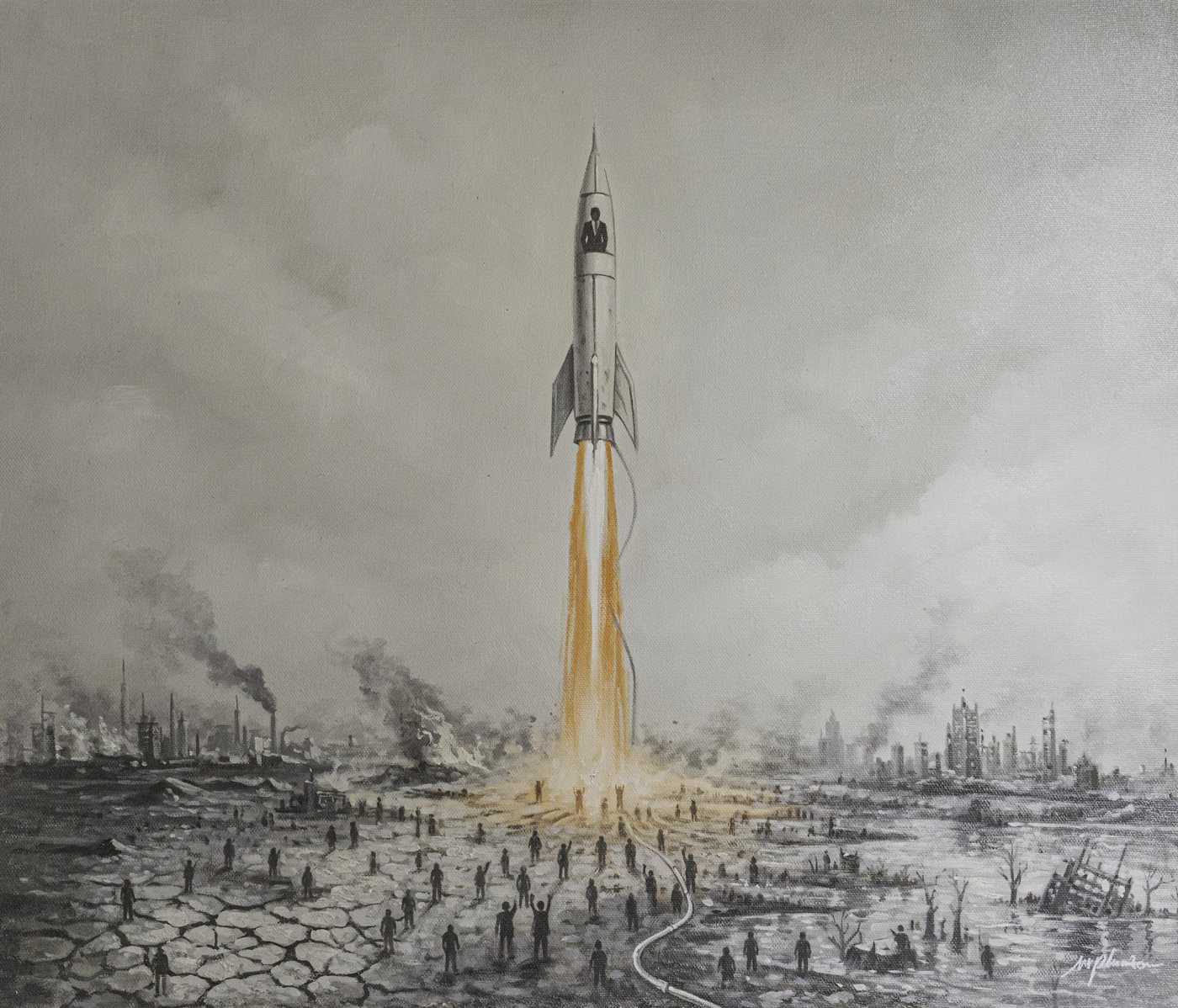 Moonshot, Mixed media on canvas, 60 × 70 cm