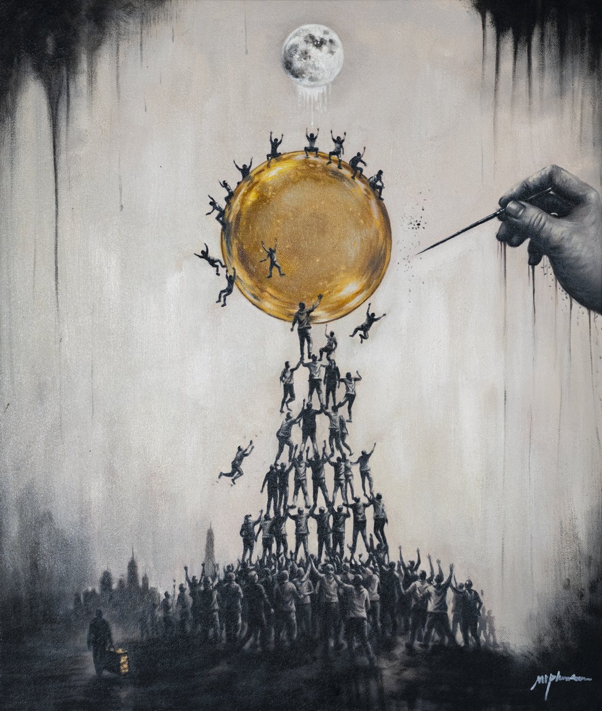 To The Moon, Mixed media on canvas, 70 × 60 cm